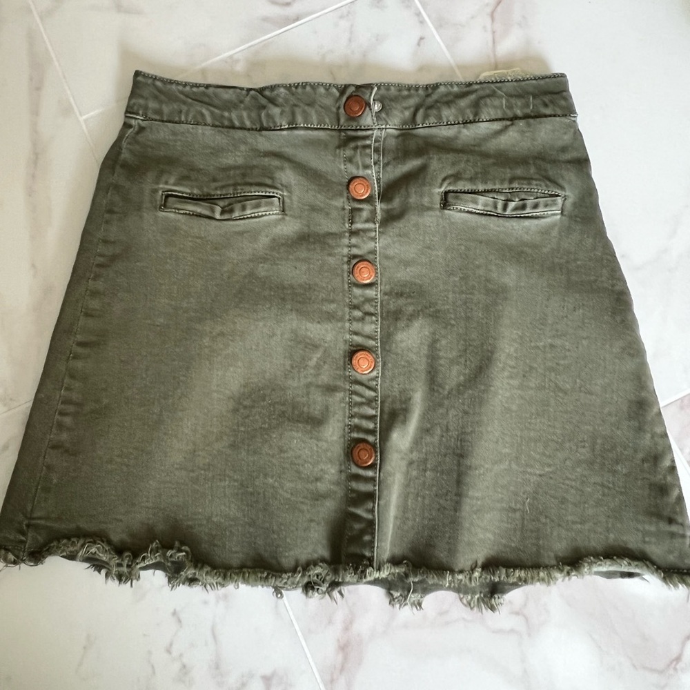 Green Denim Mini Skirt